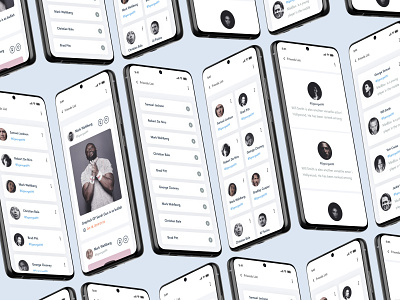 Friend List Designs | Grizzly Mobile App Ui KIt adroid ui kit animated mockup animation article design call app contact dark mode dialer free ui kit george samuel interaction ios ui kit iphone mockup items listing motion ui kit ux design xd ui kit