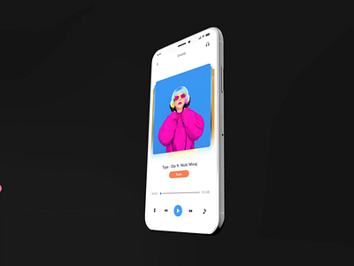 Music Player Design | Grizzly Mobile App Ui KIt adroid ui kit animated mockup animation dark mode glassmorphism.audio player ios ui kit iphone mockup motion music player next pause play retro soundcloud spotify stop ui kit ux design xd ui kit