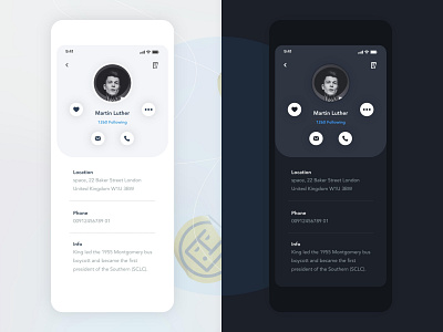 Profile Screen Design | Grizzly Mobile App Ui Kit adroid ui kit animated mockup animation avatar dark mode following free ui kit glassmorphism grid ios ui kit iphone mockup motion retro ui kit ux design xd ui kit