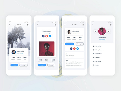 Profile Screen Design | Grizzly Mobile App Ui Kit adroid ui kit animated mockup animation avatar dark mode following free ui kit glassmorphism grid ios ui kit iphone mockup motion retro ui kit ux design xd ui kit