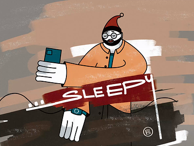 Sleepy Man animation art bed blanket dark mode george samuel hat icecap ipad iphone motion graphics procreate sgeorge699 sleepy speed art