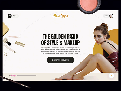 Hero Section | Ask A stylist animated mockup animation ask a stylist dark ui design ecommerce free ui kit fustany george samuel golden ratio hero section illustration interaction landing page makeup nutrition sgeorge699