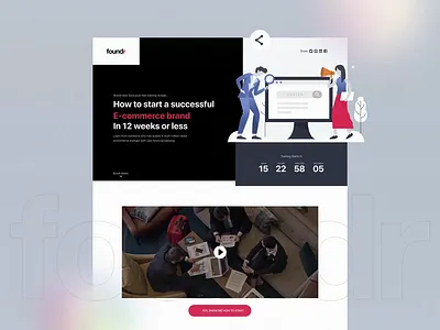 Foundr - Landing Page 3d animation branding dark ui design ecommerce founder foundr free ui kit george samuel graphic design illustration interaction landing landing page logo magazine motion graphics ui