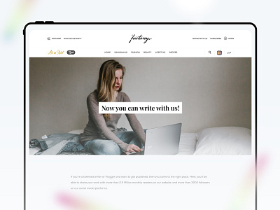 Fustany Fashion and Lifestyle Website - Write with us 3d animation branding dark ui design ecommerce free ui kit fustany george samuel graphic design illustration interaction landing page lifestyle lifestyle website logo motion graphics recipes ui
