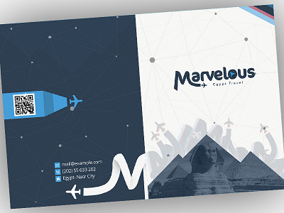 Marvelous Travel Folder aeroplan branding directions egypt folder location logo marvelous navigate travel travel agency typography