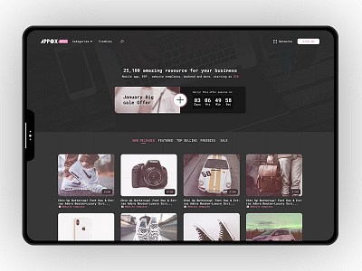 Online Store affiliate black dark gray dark theme ecommerce offers online store pink shopping