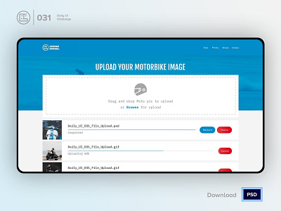File Upload Concept | Daily UI challenge - Day 031/100 animation bike daily ui daily ui 031 dark ui ecommerce free psd free ui kit freebies george samuel hero section interaction interaction design landing page trendy uploading user experience user interface ux web design