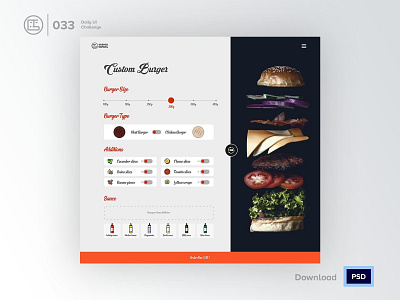Customize your Sandwich | Daily UI challenge - Day 033/100 animation customize daily ui daily ui 033 dark ui drag drop ecommerce food free psd free ui kit freebies george samuel hero section interaction interaction design landing page restaurant app sandwich user experience user interface