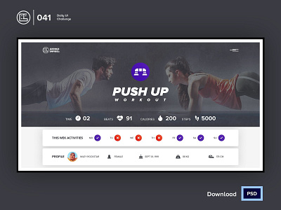 Workout Tracker Dashboard | Daily UI challenge - Day 041/100 animation daily ui daily ui 41 dark ui dashboard ecommerce free psd free ui kit freebies george samuel google fit gym app hero section interaction interaction design landing page sport app user experience user interface workout tracker