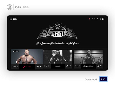 Activity Feed | Daily UI challenge - 047/100 activity feed animation cards daily ui daily ui 047 dark ui ecommerce free psd free ui kit freebies george samuel hero section interaction interaction design landing page listing undertaker user experience wrestling wwe