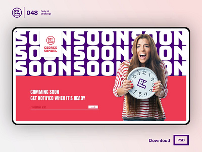 Coming Soon | Daily UI challenge - 048/100 animation clock coming soon daily ui daily ui 048 dark ui ecommerce free psd free ui kit freebies george samuel hero section interaction interaction design landing page soon time user experience user interface ux