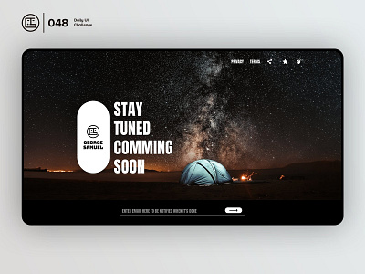 Coming Soon | Daily UI challenge - 048/100 animation camping coming soon cosmos daily ui daily ui 048 dark ui ecommerce free psd free ui kit freebies galaxy george samuel hero section interaction interaction design landing page user experience user interface ux