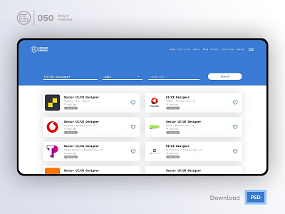 Job Listing | Daily UI challenge - 050/100 animation career daily ui daily ui 050 dark ui ecommerce free psd free ui kit freebies george samuel hero section interaction interaction design job listing landing page search trendy user experience user interface ux