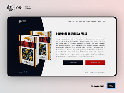 Press Page | Daily UI challenge - 051/100 animation book daily ui daily ui 051 dark ui download ecommerce free psd free ui kit freebies george samuel hero section interaction interaction design landing page press press page user experience user interface ux