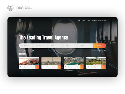 Flight Search | Daily UI challenge - 068/100 animation countries daily ui daily ui 068 dark ui ecommerce flight search free psd free ui kit freebies george samuel hero section interaction interaction design landing page travel agency trendy user experience user interface ux