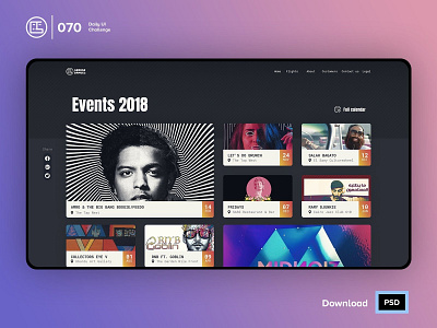 Event Listing | Daily UI challenge - 070/100 animation cards daily ui daily ui 070 dark ui ecommerce event listing free psd free ui kit freebies george samuel hero section interaction interaction design landing page trendy user experience user interface ux web design