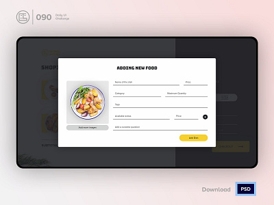 Create New | Daily UI challenge - 090/100 animation create new daily ui daily ui 090 dark ui ecommerce food free psd free ui kit freebies george samuel hero section interaction interaction design landing page popup restaurant app user experience user interface ux