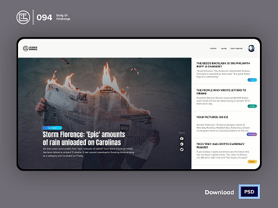 News | Daily UI challenge - 094/100 animation article carousel daily ui daily ui 094 dark ui ecommerce free psd free ui kit freebies george samuel hero section interaction interaction design landing page mega slider news user experience user interface ux