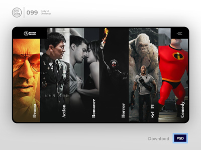 Categories | Daily UI challenge - 099/100 accordion animation categories daily ui daily ui 099 dark ui ecommerce free psd free ui kit freebies george samuel hero section interaction interaction design landing page listing movies user experience user interface ux