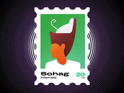 Sohag Stamp illustration ancient egptians animation flat illustration george samuel illustration king landmark animation menes king noise noise shadow pharaoh postage stamp stamp