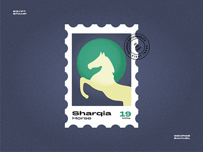 Sharqia Stamp illustration ancient egptians ash sharqia flat illustration george samuel horse illustration jump landmark animation noise pharaoh postage stamp stamp ui