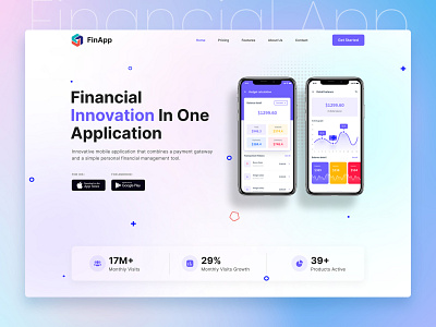 Web Hero Banner UI for Finance App banner branding design figma finance finance app graphic design hero banner hero section ui ux website