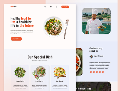 Food Landing Page animation app branding design graphic design icon illustration logo motion graphics typography ui ux vector web