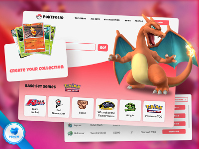 Pokefolio - Web Design branding design figma graphic design illustration landing page logo mobile app ui user experience