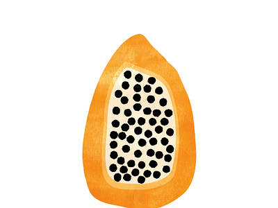 papaya art print cut paper digital illustration dots fruit illustration minimal orange watercolor