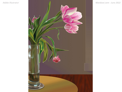 Profile of pinky stripped tulips