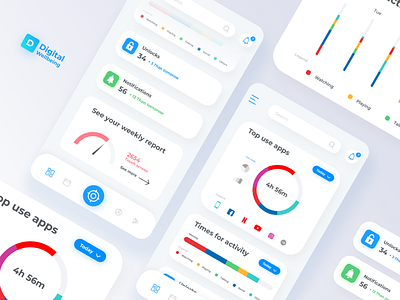 Digital Wellbeing Concept - App app branding design flat illustration minimal typography ui ux website