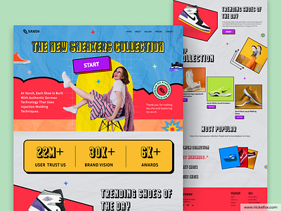 Shopping Website Landing Page design dribbble 2023 ecommerce fashion footwear funky home page landing page minimal nike online shop online shopping retro shoes shoes store shop sneakers store uiux website