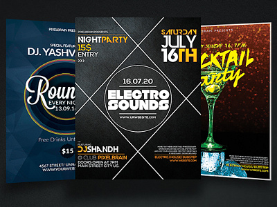 Night Club Party Flyer Template Bundle Vol - 02 cover disco dubstep electro event facebook