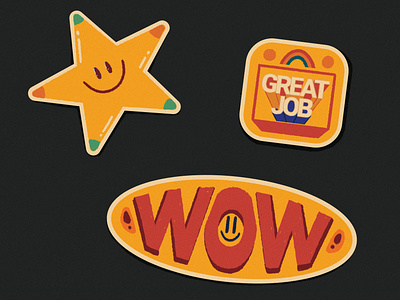 Great Job! You Deserve A Sticker cute design digital art emoji graphic design great job illustration on trend smiley sticker trendy