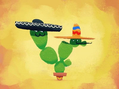 Compañeros cactus character compañeros digital painting illustration mexico plant sombrero