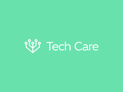 Tech Care Logo heart line linear logo technology