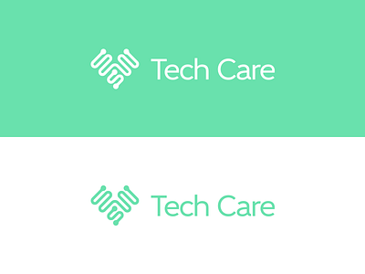 Tech Care Logo V2 branding heart line linear logo technology