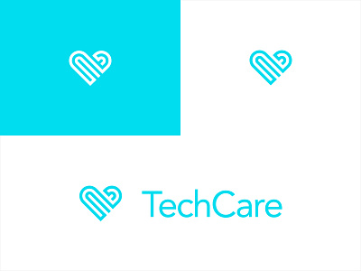 Tech Care Logo heart linear logo tech