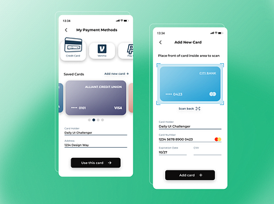 Payment Methods Mobile - Daily UI Challenge 002 creditcard dailyui002 dailyuichallenge design figma mobile payment ui