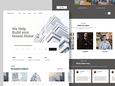 Real Estate Website Design graphic design home monochrome realestate ui