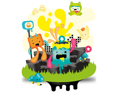 illustration for gamers complete characters green illustration monsters vector