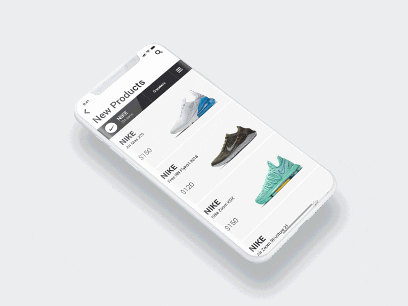 Nike App - Concept UI Animation animation app design ecommerce ios minimal motion nike ui ui animation ux