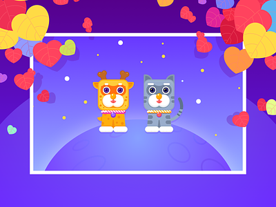 Love card adorable animal animals card cat cute cutie deer forever graphic heart illustration love lovely lovers night sky star sweet ui
