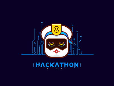 Hackathon Sticker Design cat character cute electronic hackathon illutration navy sticker ui