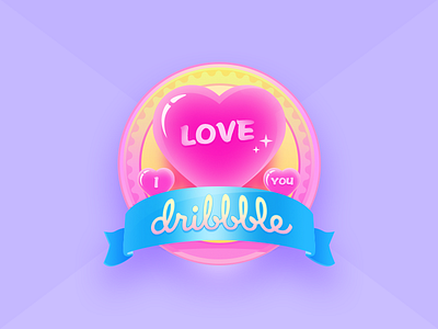 dribbble, I love you!!!!!!! badge clean dribbble girl glass heart invites love passion pink ui