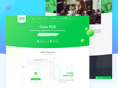 Ocha Official Website Design cafe energy green home landing page popular positive restaurant ui ux website