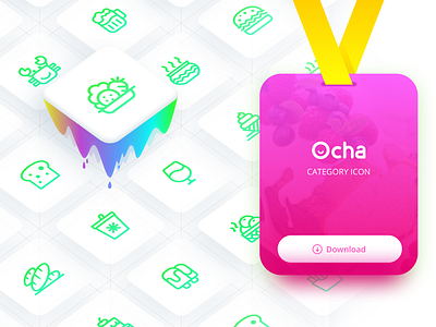 Ocha Category Icons card clean green icon interface rainbow southeast asia singapore ui design ui