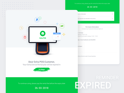 Ocha Email expired reminder design device email graphic green marketing ocha payment reminder ui web ui website