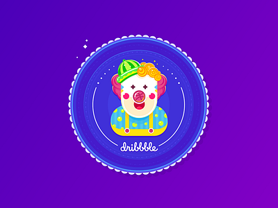 Dribbble Clown Sticker clown color cute fun graphic happy illustration playoff sticker