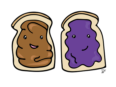 BFFs Peanut Butter & Jelly illustration vector